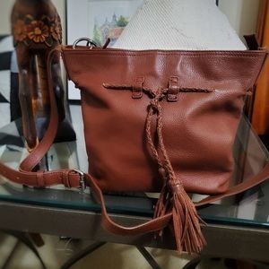 Lucky Brand bucket zip top leather purse